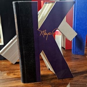 Letter K handcut from a purple & black book -shelf/table decor- upcycled